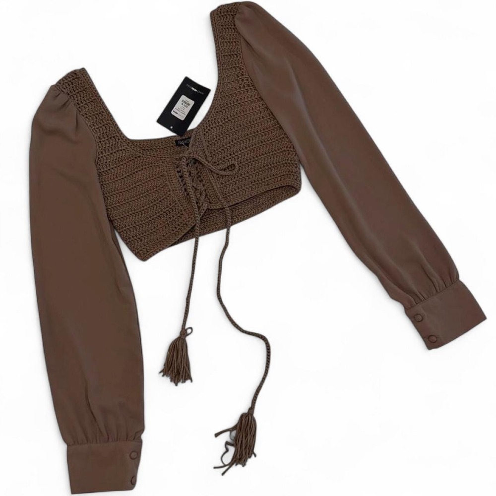 Brown Crochet Crop Top